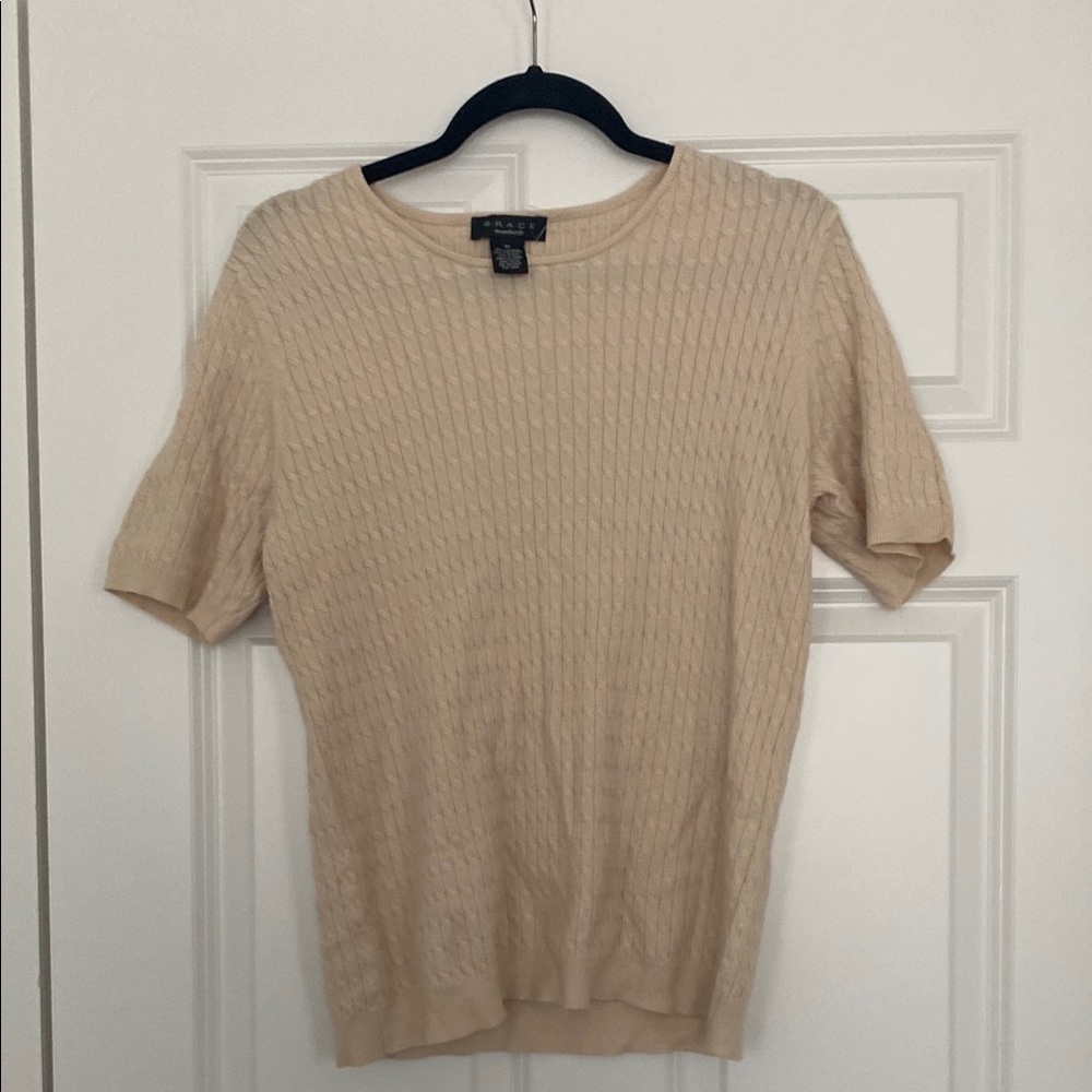Grace Beige Short Sleeve Sweater
